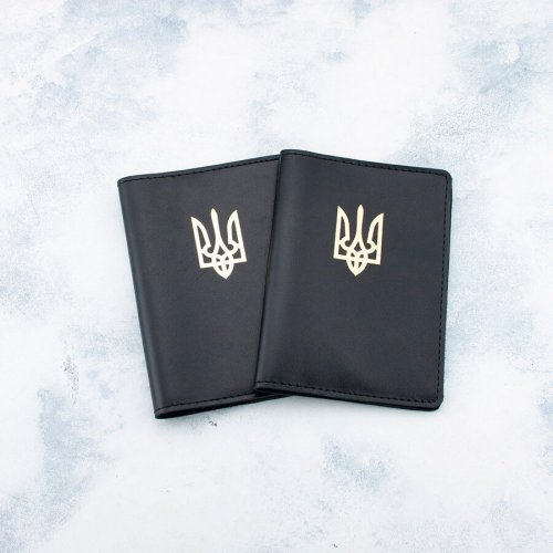 паспортница из кожи черная тризуб украина
