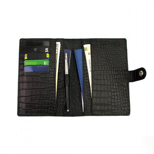 Портмоне холдер на 2 паспорта Black Croco