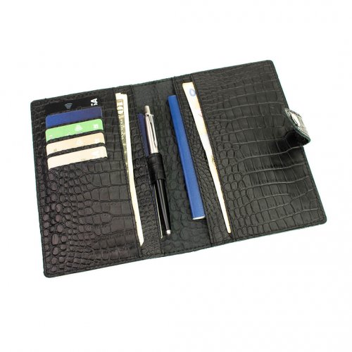 кожаный бумажник с паспортом, телефоном, карточками